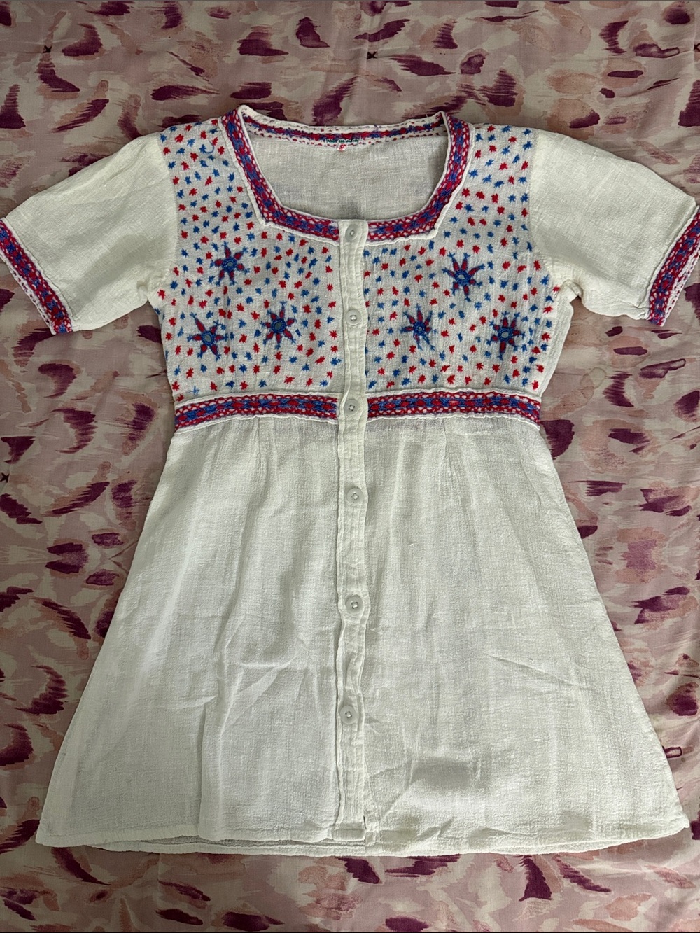 Vintage 70s  Indian Cotton Cheesecloth Gauze Tunic Top XS